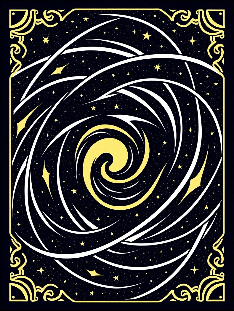 Vibrant Yellow Swirl Cosmic Galaxy Rug