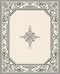 Ornate Gray Floral Border Cream Rug