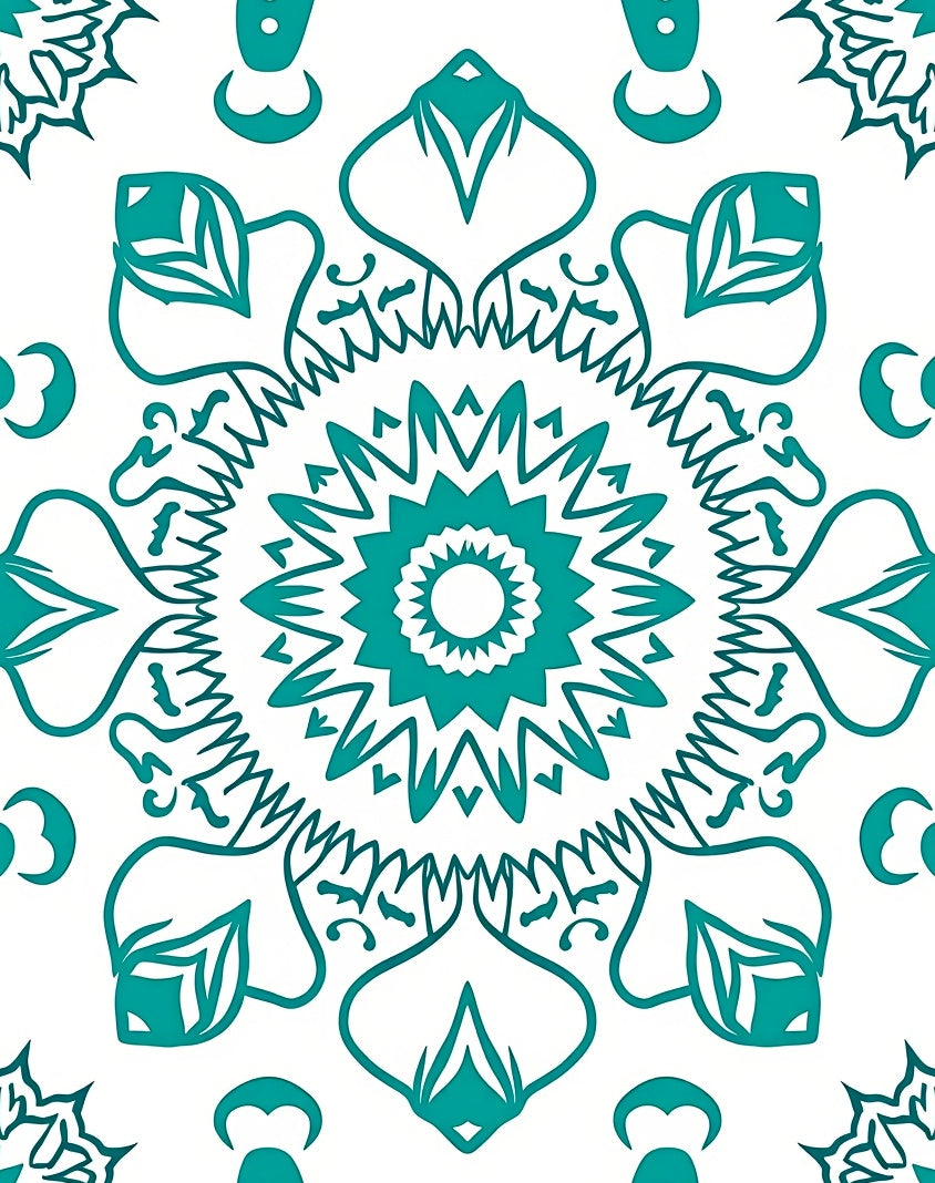 Teal Medallion Mandala Art Rug