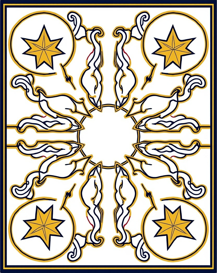 Gold Star Swirl Navy Outline Rug