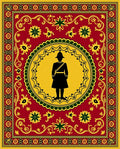 Red Yellow Soldier Medallion Border Rug
