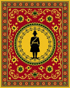 Red Yellow Soldier Medallion Border Rug