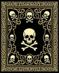 Golden Skull Crossbones Border Rug