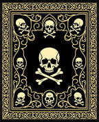 Golden Skull Crossbones Border Rug