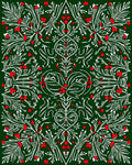 Emerald Green Berry Vine Symmetry Rug