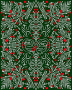 Emerald Green Berry Vine Symmetry Rug