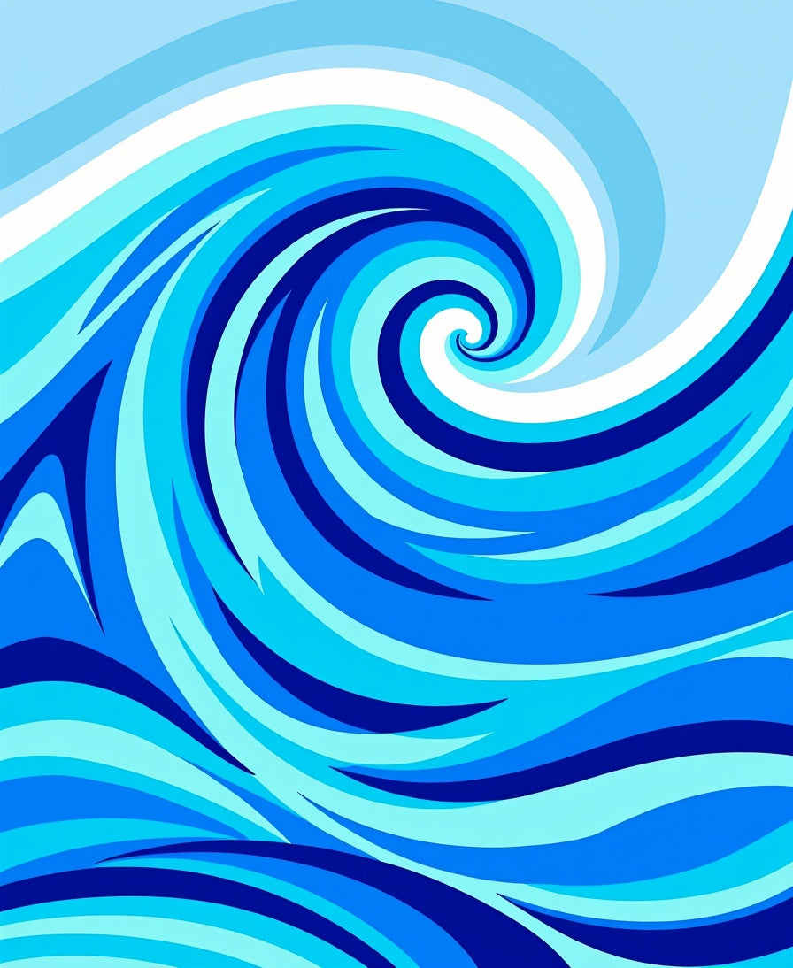 Deep Blue Swirling Water Abstract Rug