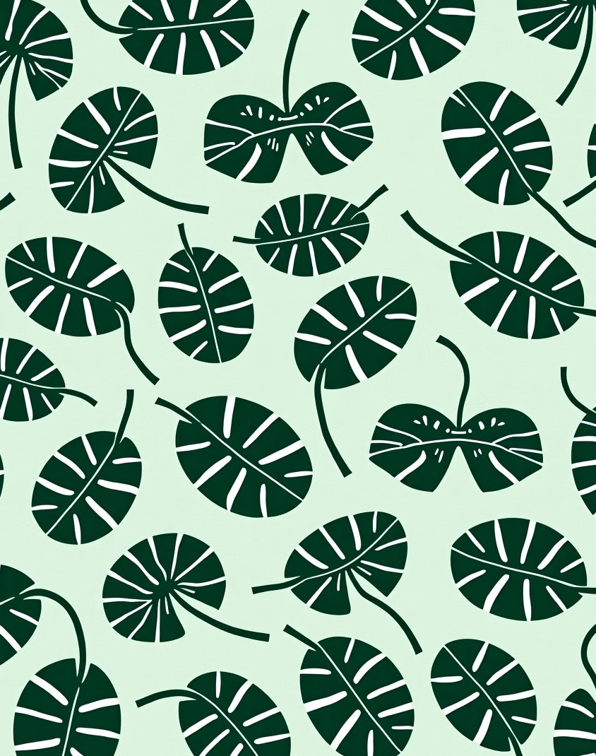 Dark Green Tropical Leaf Scatter Rug