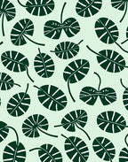 Dark Green Tropical Leaf Scatter Rug