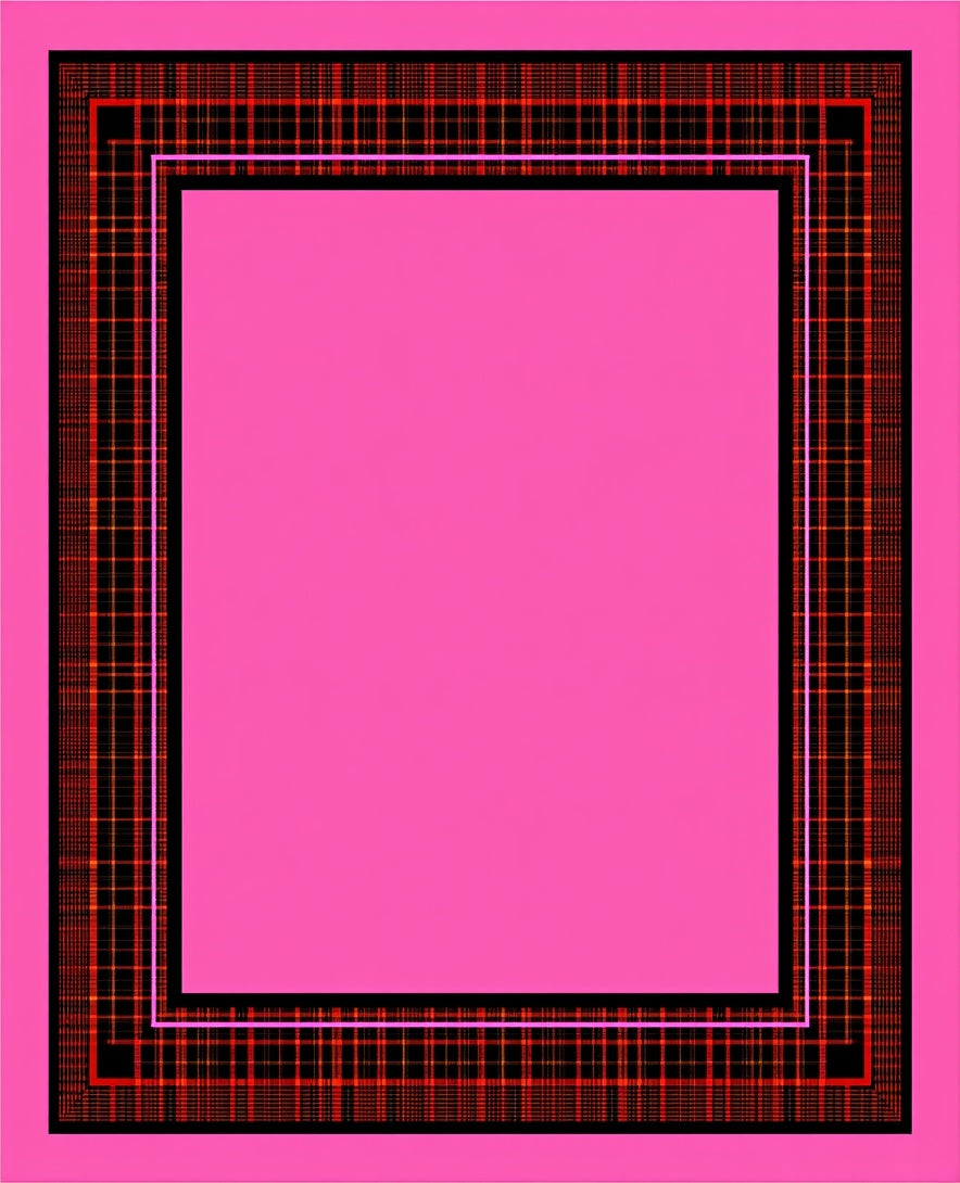 Retro Pink Plaid Bordered Squares Rug