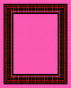 Retro Pink Plaid Bordered Squares Rug