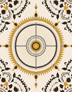 Golden Sunburst Mandala Tribal Rug