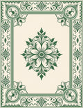 Elegant Green Floral Medallion Border Rug