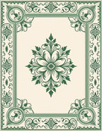 Elegant Green Floral Medallion Border Rug