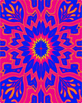Vibrant Blue Pink Yellow Sunburst Rug