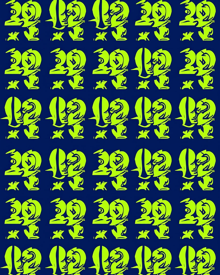 Bright Lime Geometric Figures Navy Rug