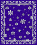 Winter Snowflake Bordered Blue Rug