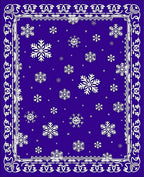 Winter Snowflake Bordered Blue Rug