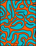 Bold Orange Aqua Swirl Rug