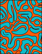 Bold Orange Aqua Swirl Rug