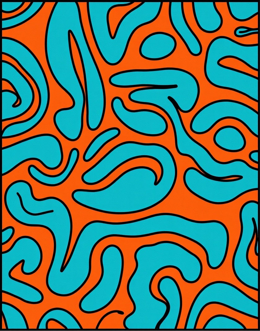 Bold Orange Aqua Swirl Rug