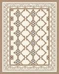 Cream Taupe Lattice Geometric Border Rug