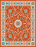 Orange Floral Medallion Border Rug