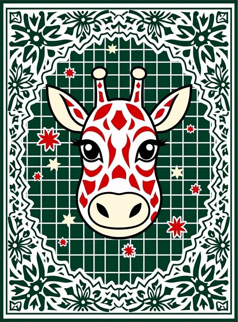 Whimsical Giraffe Forest Starburst Rug