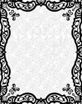 Monochromatic Black Ivory Scrollwork Border Rug
