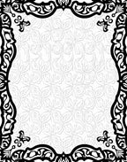 Monochromatic Black Ivory Scrollwork Border Rug