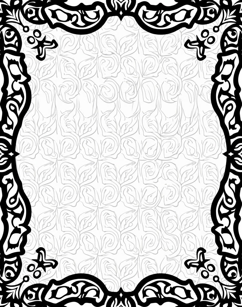Monochromatic Black Ivory Scrollwork Border Rug