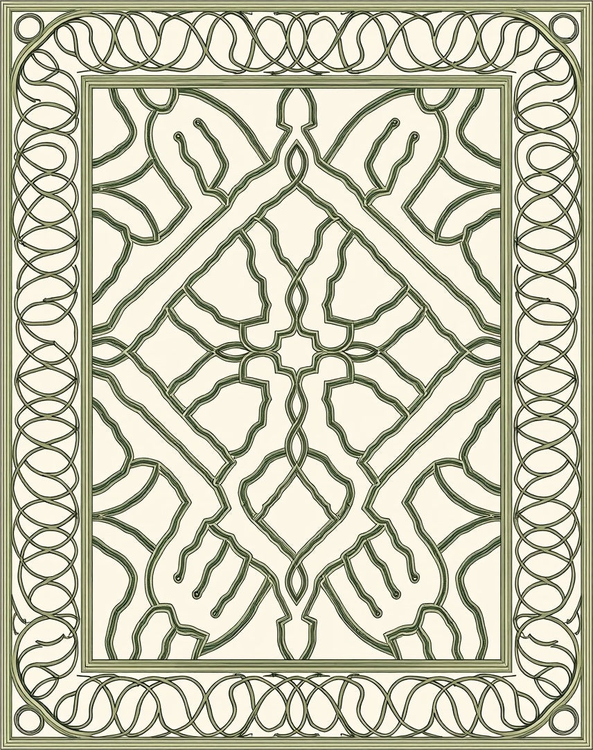 Cream and Sage Interlocking Lattice Rug