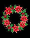 Festive Red Poinsettia Green Leaf Wreath Rug