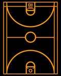 Orange Geometric Basketball Court Lines Rug