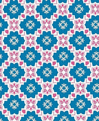 Teal Pink White Geometric Starburst Rug