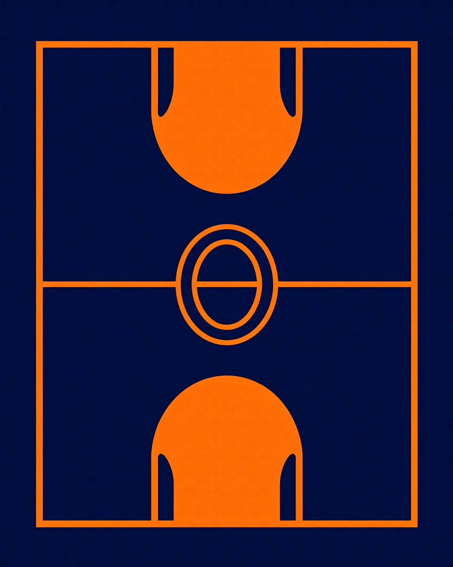 Modern Orange Geometric Court Rug