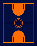 Modern Orange Geometric Court Rug
