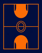 Modern Orange Geometric Court Rug