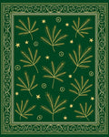 Emerald Green Star Leaf Border Rug