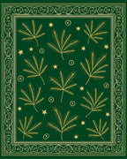 Emerald Green Star Leaf Border Rug