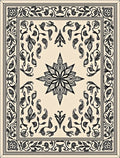 Elegant Black and Cream Floral Outline Rug