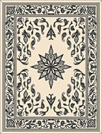 Elegant Black and Cream Floral Outline Rug