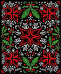 Red Poinsettia Black Holiday Floral Rug