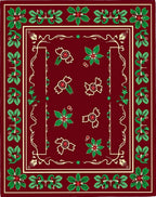Crimson Poinsettia Ribbon Swirl Rug