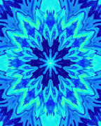 Vibrant Blue Teal Radial Bloom Rug