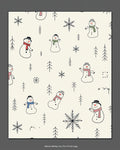 Cream Snowman Winter Folk Art Rug