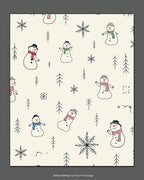 Cream Snowman Winter Folk Art Rug