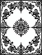 Black White Ornate Medallion Scroll Rug