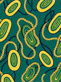 Teal Yellow Braided Cord Abstract Oval Rug