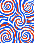 Bold Blue Red Swirl Abstract Rug